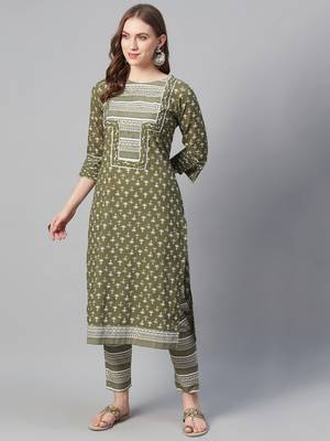 Green printed cotton cotton-kurtis 1