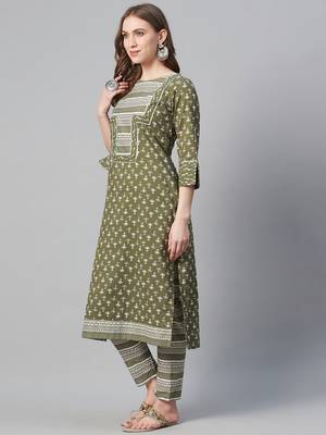 Green printed cotton cotton-kurtis 2