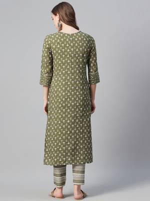 Green printed cotton cotton-kurtis 3