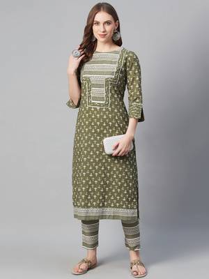 Green printed cotton cotton-kurtis 5