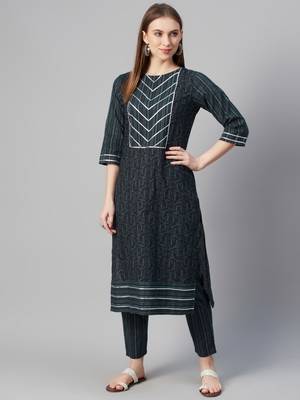 Black printed cotton ethnic-kurtis 1