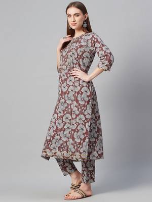 Brown printed cotton kurtas-and-kurtis 2