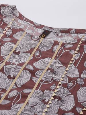 Brown printed cotton kurtas-and-kurtis 4