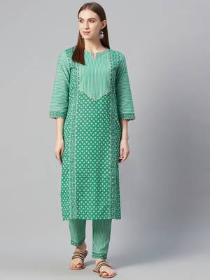Green printed cotton ethnic-kurtis 1