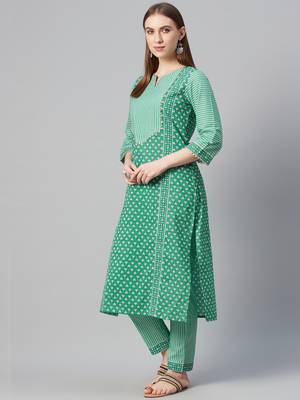 Green printed cotton ethnic-kurtis 2