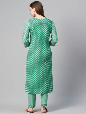 Green printed cotton ethnic-kurtis 3