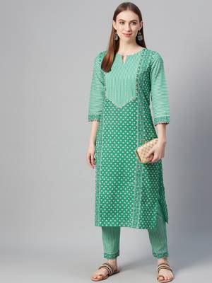 Green printed cotton ethnic-kurtis 5