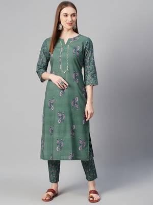 Green printed cotton kurtas-and-kurtis 1