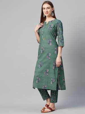 Green printed cotton kurtas-and-kurtis 2