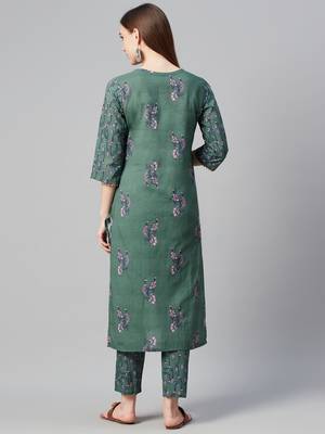 Green printed cotton kurtas-and-kurtis 3