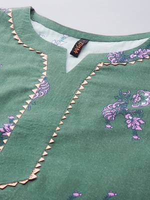 Green printed cotton kurtas-and-kurtis 4