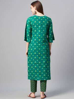 Green printed cotton cotton-kurtis 3