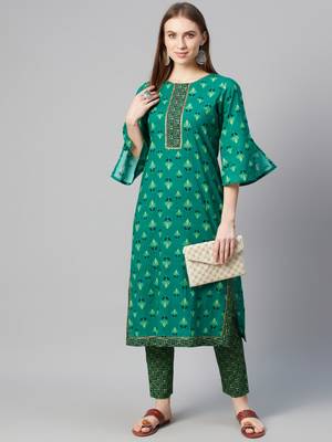 Green printed cotton cotton-kurtis 5