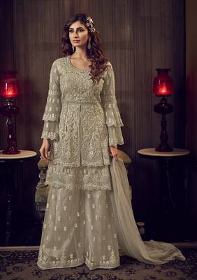 Light green embroidered net salwar 1
