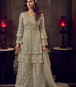 Light green embroidered net salwar