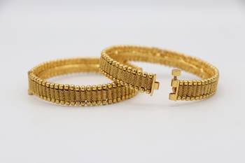Gold Plated Designer Bangle Set of 2 3