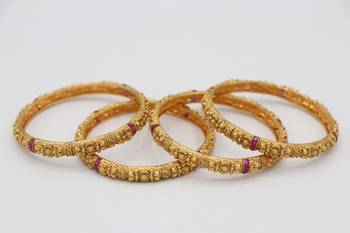Gold Plated Designer Bangle Set of 4 4