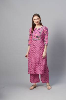 Pink printed cotton cotton-kurtis 5