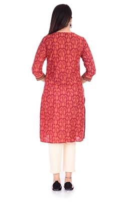 Red embroidered cotton kurtas-and-kurtis 2