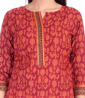 Red embroidered cotton kurtas-and-kurtis 5