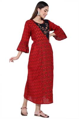 Red embroidered rayon kurtas-and-kurtis 1