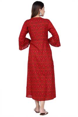 Red embroidered rayon kurtas-and-kurtis 2