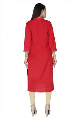 Red embroidered rayon kurtas-and-kurtis 2