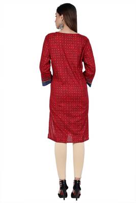 Red embroidered rayon kurtas-and-kurtis 2