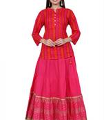 Pink embroidered cotton kurtas-and-kurtis