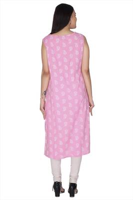 Pink embroidered cotton kurtas-and-kurtis 2