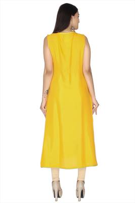 Yellow embroidered rayon kurtas-and-kurtis 2