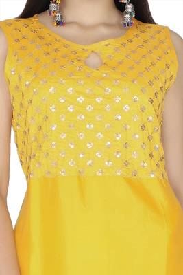 Yellow embroidered rayon kurtas-and-kurtis 5