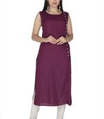 Purple embroidered cotton kurtas-and-kurtis
