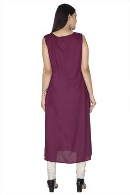 Purple embroidered cotton kurtas-and-kurtis 2