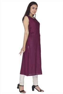 Purple embroidered cotton kurtas-and-kurtis 3