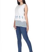White printed rayon kurtas-and-kurtis