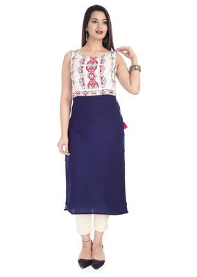 Blue printed rayon kurtas-and-kurtis 1