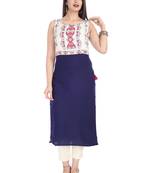 Blue printed rayon kurtas-and-kurtis