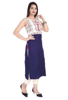Blue printed rayon kurtas-and-kurtis 3