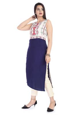 Blue printed rayon kurtas-and-kurtis 4