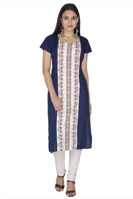 Blue printed rayon kurtas-and-kurtis 1