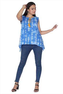 Blue printed rayon kurtas-and-kurtis 1