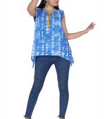 Blue printed rayon kurtas-and-kurtis
