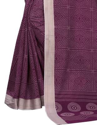 Purple printed cotton saree with blouse 4
