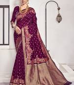 Wine Silk Designer Saree Saree with Blouse