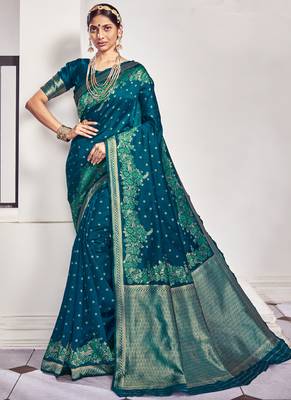 Aqua Green Silk Designer Saree Saree with Blouse 1