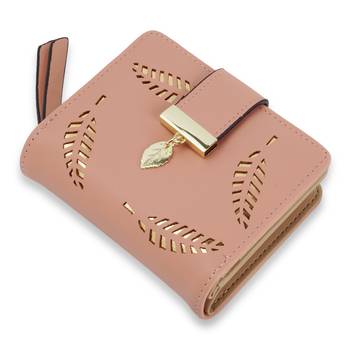 NFI essentials PU Leather Women's Mini Clutch Wallet|Leaf Bi-fold Card Holder|Purse Clutch Wallet 1