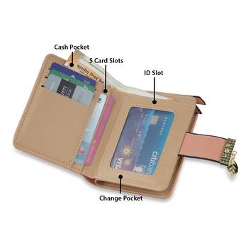 NFI essentials PU Leather Women's Mini Clutch Wallet|Leaf Bi-fold Card Holder|Purse Clutch Wallet 4