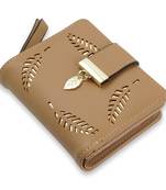 NFI essentials PU Leather Women's Mini Clutch Wallet|Leaf Bi-fold Card Holder|Purse Clutch Wallet
