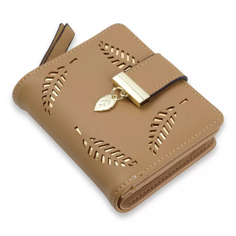 NFI essentials PU Leather Women's Mini Clutch Wallet|Leaf Bi-fold Card Holder|Purse Clutch Wallet